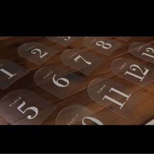 Acrylic table numbers 1-13, white font /frosted design